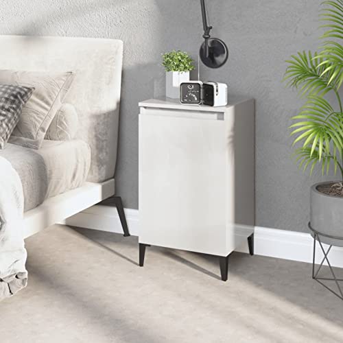 Snsowed Nachttisch, Nachtschrank, Nachtkästchen, Bedside Table, Komodenschrank, Nachtkommode, Beistelltisch, Schlafzimmer Möbel, Nightstand, Hochglanz-Weiß 40x35x70 cm Holzwerkstoff