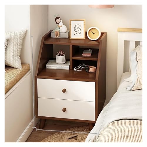 ZGHQHCDRH Nachttisch, Nachttisch mit Regal, 2 Schubladen und offenem Fach(Color1)