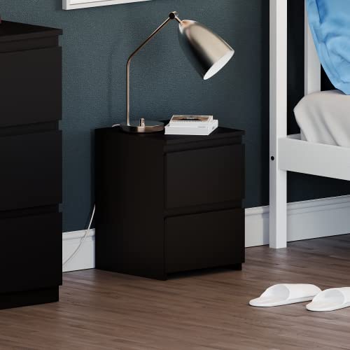 Vida Designs Denver Nachttischkommode mit 2 Schubladen, Schwarz