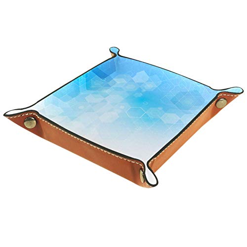 BestIdeas Aufbewahrungskorb, quadratisch, 20,5 × 20,5 cm, mit blauen Würfeln, Organizer Box auf Tisch für Zuhause, Büro, Wohnheim, Mikrofaser Leder, Blaue Würfel, Large
