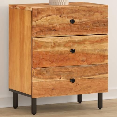 UTSRABFA Nachttisch 50x33x60 cm Massivholz Akazie Telefontisch Sideboard Betttisch Beistelltisch Schmal für Bad Jugendzimmer Schlafzimmer Wohnzimmer