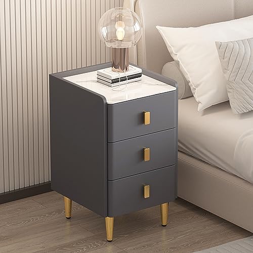 Nachttisch aus Holz mit Kunstleder-Steinplatte, Schreibtisch für Schlafzimmer, kompaktes Design für einfache Organisation