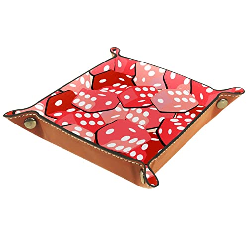 Leder Tablett, Herrendiener,, Organizer, Schreibtisch, Aufbewahrungsteller, Catchall, überfüllte rote Würfel