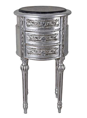 Nachtschrank Barock Silber Kommode rund Nachtkommode Nachttisch Nachtkonsole cat829 Palazzo Exklusiv