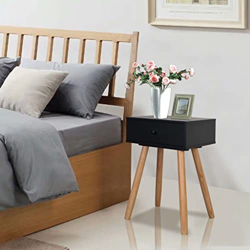 Qnhdfrt Schwarz Braun 2 Stück Retro Design 40x30x61 Schublade Einfacher Zusammenbau für Wohnzimmer