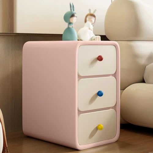 Dünner Nachttisch, Niedlicher Nachttisch Mit Stauraum, Schmale Nachttische Aus Massivholz, Kreativer Nachttisch, Mikrofaser-Leder Umschlag, Für Schlafzimmer, Wohnzimmer, Kleine Räume(Pink,25cm/9.84in)