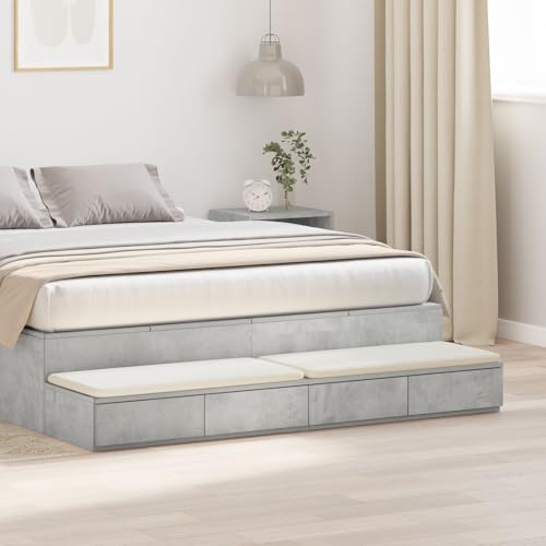 vidaXL Funktionaler Nachttisch mit 1 Schublade Beton Grau Holzwerkstoff fürs Schlafzimmer Elegantes minimalistische Design Perfekte Aufbewahrungslösung für Erwachsene