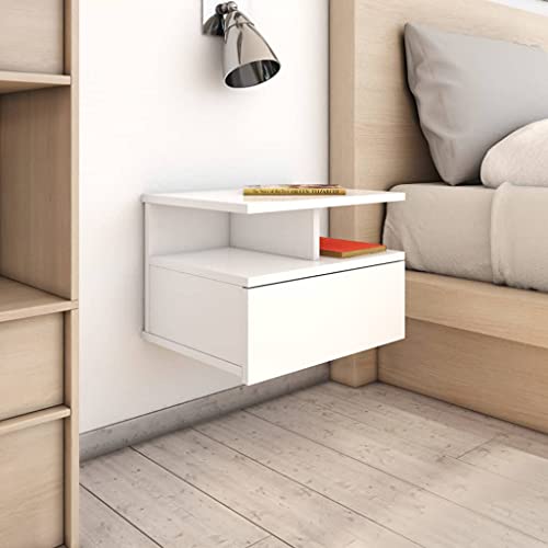 MOBCANT Hängende Nachttische 2 STK, Nachtschrank Nachtisch Nachtischschränke Wand Nachttisch Geeignet für Hotel Wohnstube Schlafzimmer Wohnung Hochglanz-Weiß 40x31x27 cm