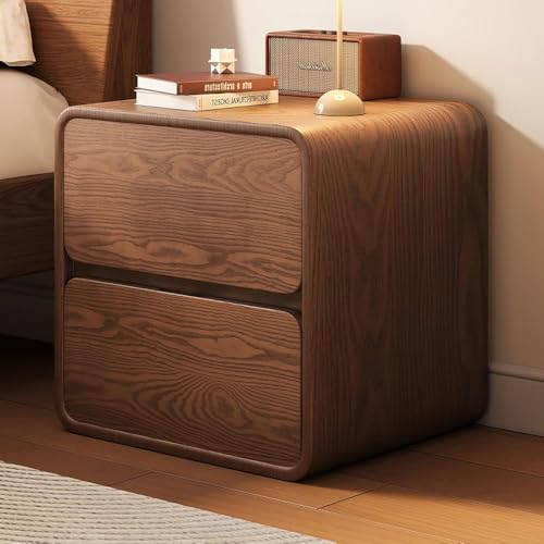 Vintage-Nachttisch – PU-Oberfläche, Nachttisch mit 2 Schubladen und versteckten Griffen, integriertes Design, Nachttisch für Schlafzimmer, Wohnzimmer, Büro