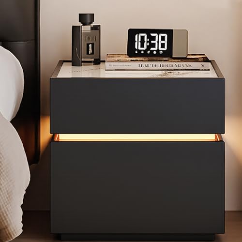 Generisch Intelligenter Nachttisch Mit LED-Licht, Kompakte Schublade, Smart Nachttisch, Wohnzimmer, Schlafzimmermöbel(White)