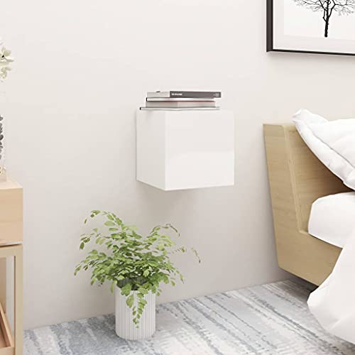 MOBCANT Nachttisch, Bedside Table Nachtschränke Nachtischschränke Telefontisch Geeignet für Wohnstube Schlafsaal Schlafzimmer Hotel Hochglanz-Weiß 30,5x30x30 cm Holzwerkstoff