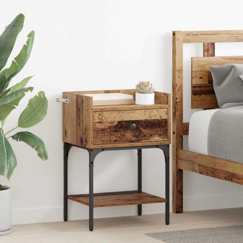 Mokuyary Nachttisch 2 pcs Altholz 40 x 29 x 60 cm Holzwerkstoff Beistelltisch, Nachtschrank Schlafzimmer, modern für Wohnzimmer Schlafzimmer Arbeitszimmer Gästezimmer