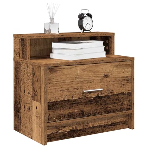 Kangqiling858682 Nachttisch mit Schublade, antikes Holz, 51 x 31 x 47 cm