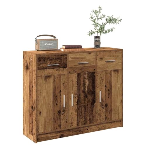 Rantry Sideboard aus antikem Holz, 91 x 28 x 75 cm, aus mehrschichtigem Holz, Anrichte für den Boden, Büro, Nachttisch, Anrichte für Schlafzimmer