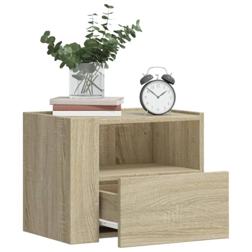MOBCANT Wand-Nachttische 2 STK, Nachtkasten Wandkonsole Nachtisch Nachtkästchen Geeignet für Schlafzimmer Wohnung Wohnstube Hotel Sonoma-Eiche 45x30x35 cm