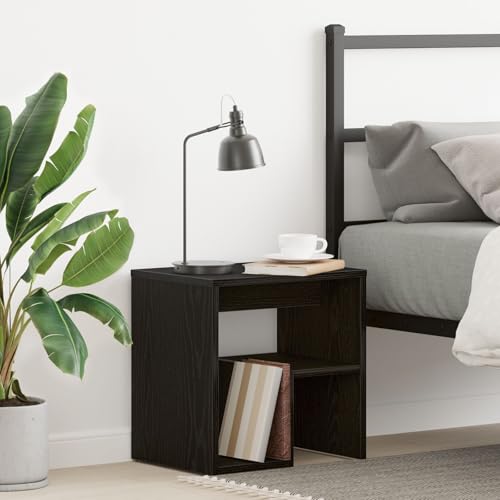 Gecheer Nachttisch Schwarz Eiche 40x30x40 cm Ingenieured Holz, Nachtschrank Nachtkonsole Nachtkommode Schlafzimmer Schrank Kommode