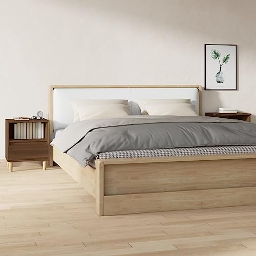 MOBCANT Nachttische 2 STK, Beistellschrank Nachttischschrank Nachtkasten Schränkchen Geeignet für Wohnung Schlafzimmer Schlafsaal Hotel Braun Eichen-Optik 40x35x50 cm