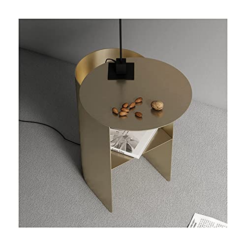 MRDAER Silber-Gold-Nachttisch, einfacher Nachttisch im skandinavischen Stil, kreativer Nachttisch aus Edelstahl, offener Beistelltisch, 28,5 x 34 x 51 cm (Farbe: Golden), erforderlich To pursue