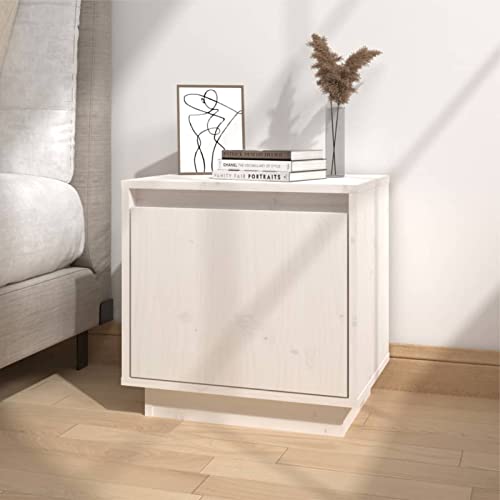 Fasba Nachttisch Weiß 40x30x40 cm Massivholz Kiefer, Beistelltisch mit viel Stauraum, Nachtschrank, Nachtkommode, Nachtkonsole/ 813307