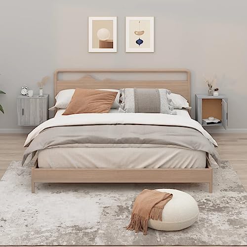LVHUIDEH Wand-Nachttische 2er Set Grau Sonoma 50x30x47 cm