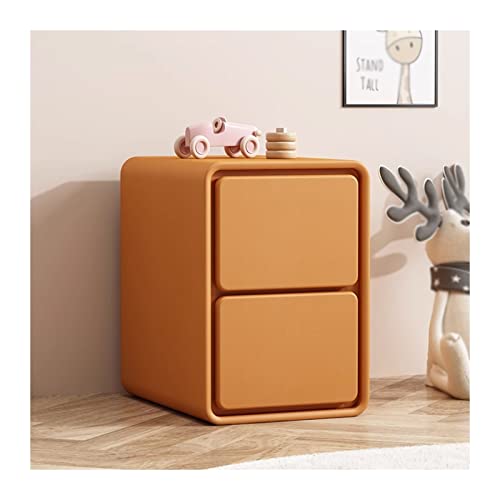 FAJNUZI2024 Nachttisch aus Kunstleder, schlicht, modern, klein, for Schlafzimmer, orangefarbener Aufbewahrungsschrank Nachtkästchen Stauraum(L25xD40xH48cm)