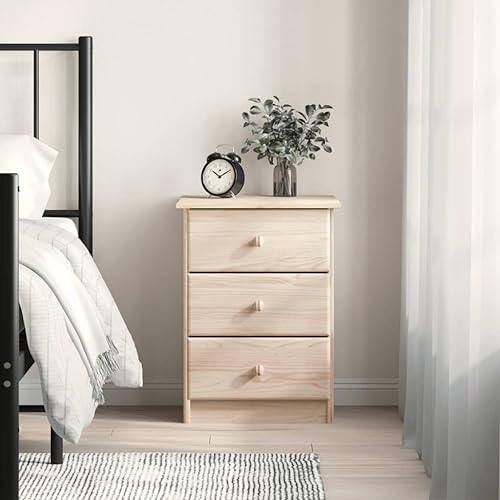 Nachttisch ALTA Natur nachttische kommode mit schubladen for Wohnzimmer Schlafzimmer 41x35x55,5 cm Massivholz Kiefer