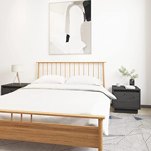 KATERYY Nachttische 2 STK. Grau 35x34x32 cm Massivholz Kiefer,Grauer Nachttisch aus Massivholz Optimaler Stauraum für Ihr Schlafzimmer Schlafzimmer, Nachttische