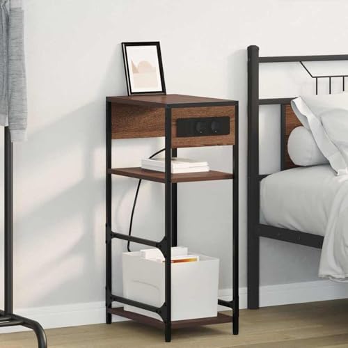 Nachttisch Braune Eiche 40 x 27 x 76 cm Holzwerkstoff, Schlichte Nachtkommode für Wohnzimmer Schlafzimmer Studentenbude