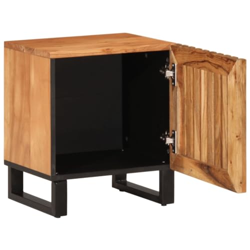 SXJEQOC Kleiner Schrank Sideboard Wohnzimmer Nachtkasten Beistelltisch Schlafzimmer - Nachttisch 40x34x46 cm Massivholz Akazie für Flur Outdoor Balkon Schlafzimmer