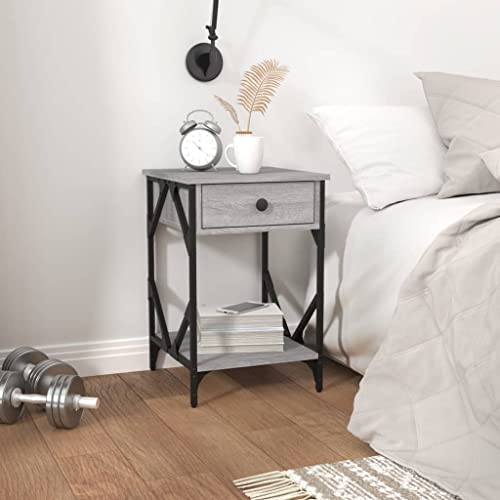 Youuihom Nachttische 2 STK. Grau Sonoma 40x42x60 cm Holzwerkstoff Nachttisch Modern Wohnzimmer Möbel Nachtschrank Betttisch für Bad Wohnzimmer Jugendzimmer Schlafzimmer