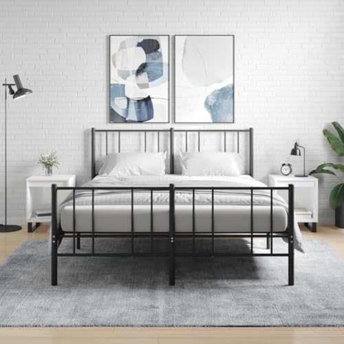 Fasba Nachttische 2 STK. Hochglanz-Weiß 40x35x50 cm Holzwerkstoff, Beistelltisch mit viel Stauraum, Nachtschrank, Nachtkommode, Nachtkonsole