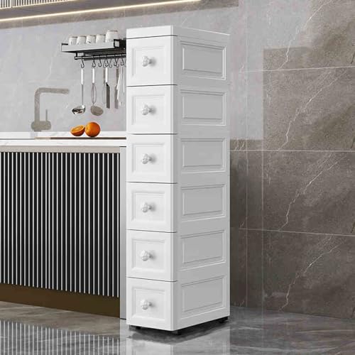 Schmaler Badezimmerschrank auf Rollen, kompakt und leicht zu reinigen, ideal für Zuhause, Küche und Büro, platzsparende Lösung