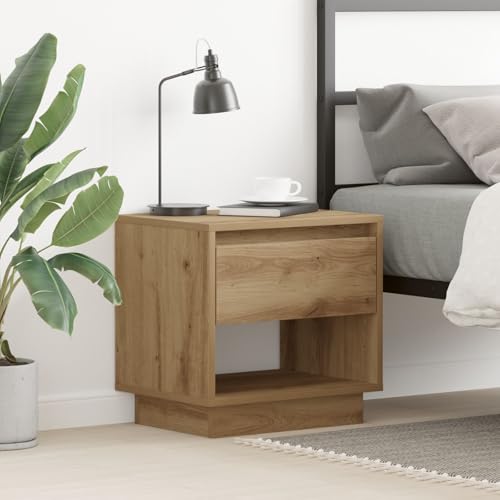 Gecheer Nachttisch Artisan Eiche 45x34x46 cm Holzwerkstoff, Nachtschrank Nachtkonsole Nachtkommode Schlafzimmer Schrank Kommode