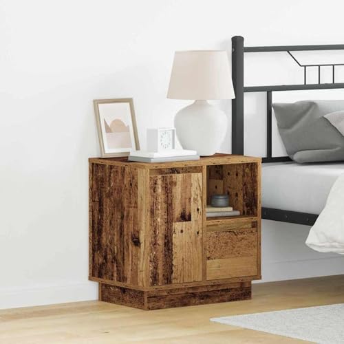 Tidyard Nachttische mit LED-Lichtern 2 STK. Altes Holz 50x34,5x50 cm, Moderner Nachtschrank Nachtkommode für Wohnzimmer Schlafzimmer869590