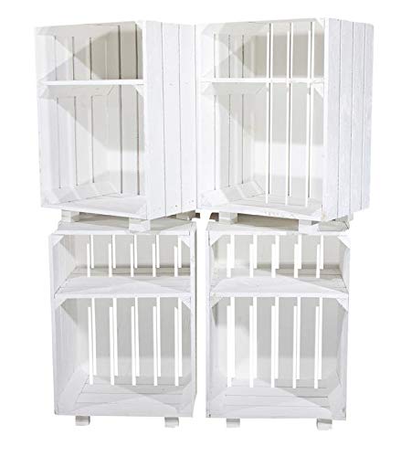 Kontorei Neuer weißer Nachttisch 30,5cm x 40cm x 54cm 9er Set Nachtschrank Abstelltisch Regalkiste Apfelkiste/Weinkiste/Obst kiste weiss Tisch Ablage Landhaus klassisch