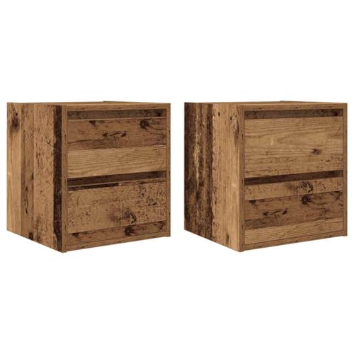 kangqiling 861262 Wandnachttische 2 Stück antikes Holz 38 x 34 x 40 cm, Braun, 861262