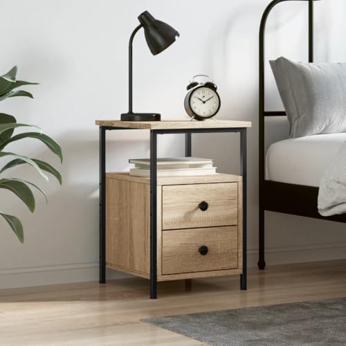 CCCINER Nachttisch Sonoma-Eiche 34x35,5x50 cm Holzwerkstoff,Industrial Nachttisch SonomaEiche aus Holzwerkstoff mit viel Stauraum für ordentliche Schlafzimmer Schlafzimmer Möbel