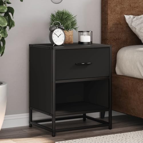 MOBCANT Nachttisch, Beistellschrank Bett Organizer Nachttischschrank Nachtschrank Geeignet für Wohnstube Wohnung Schlafzimmer Schlafsaal Schwarz 40x31x50 cm Holzwerkstoff