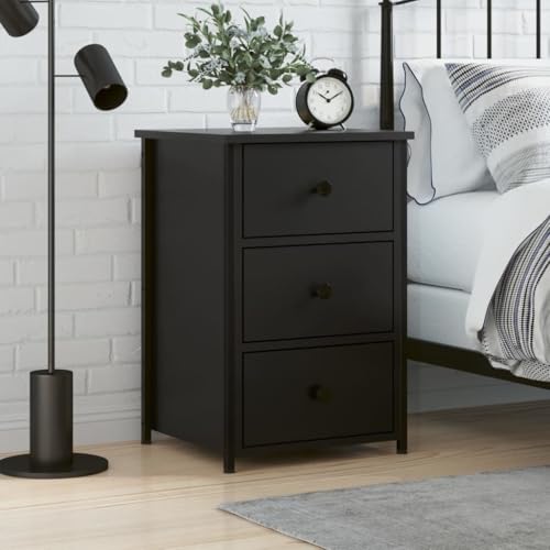 Gecheer Nachttisch Schwarz 40x36x60 cm Holzwerkstoff, Nachtschrank Nachtkonsole Nachtkommode Schlafzimmer Schrank Kommode