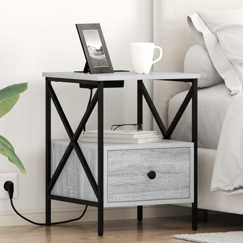Rantry Nachttisch Grau Sonoma 41,5 x 40,5 x 55 cm Holzwerkstoff Nachtschrank Model859556