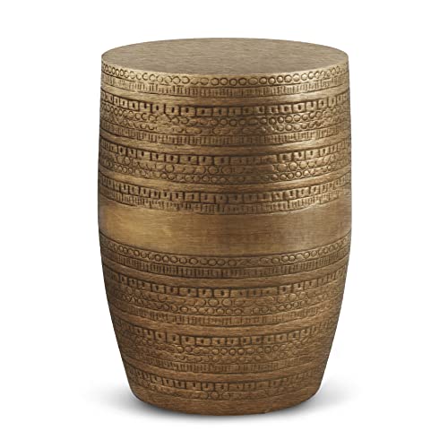 SIMPLIHOME Johnsen Moderner 38,1 cm breiter Metall-Beistelltisch in Antik-Gold, komplett montiert, Nachttisch und Nachttisch, für Wohnzimmer und Schlafzimmer