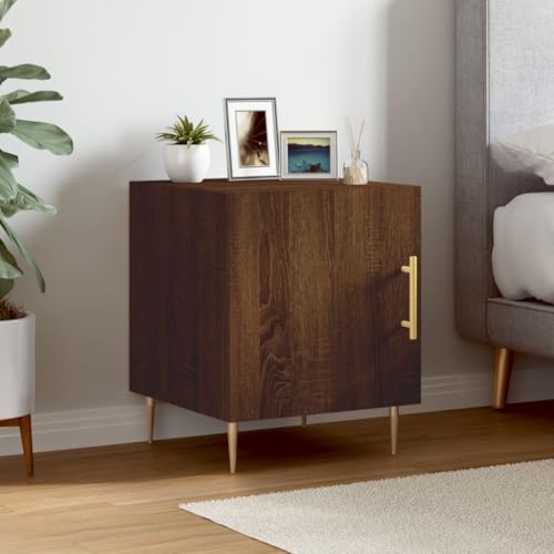 Youuihom Nachttisch Braun Eichen-Optik 40x40x50 cm Holzwerkstoff Telefontisch Beistelltisch Klein Wohnzimmer Möbel Beistelltisch Bett für Jugendzimmer Wohnzimmer Schlafzimmer Bad