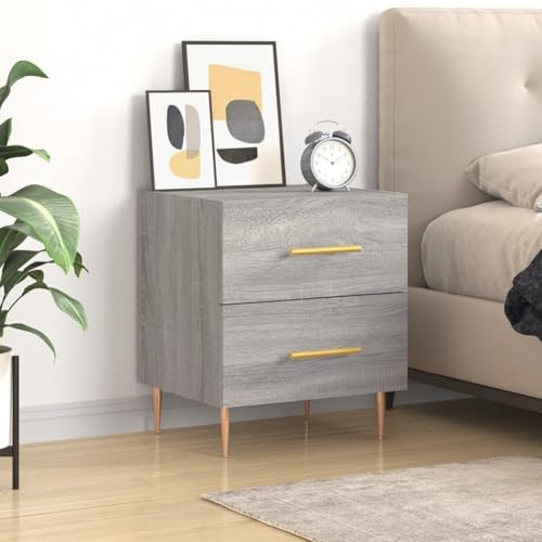 Homgoday Nachttisch Grau Sonoma 40x35x47,5 cm Holzwerkstoff Nightstand Model827288