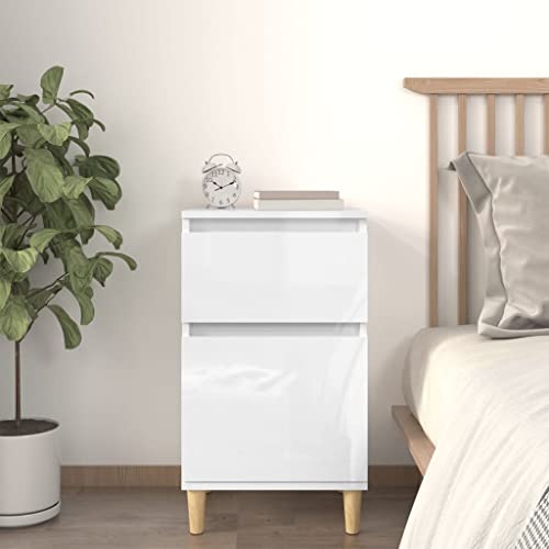 FOZICV Nachttisch Modernem Möbel für Schlafzimmer Beistellschrank Inneneinrichtung Aufbewahrungsschrank Schlichten und Kompakten Design Hochglanz-Weiß 40x35x70 cm