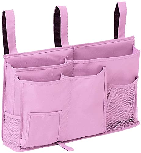 Busnos Betttasche Bett Caddy Organizer Tasche Etagenbett Rosa Bettablage zum Einhängen Hängend Hochbett Zubehör Hängetasche Unter Kinder Hochbett Aufbewahrungstasche für Krankenhausbett Kinderbett