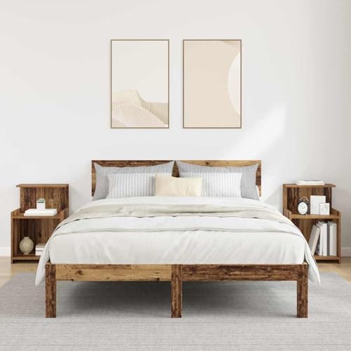 Gecheer Nachttisch 2 pcs Altholz 40 x 35 x 60 cm Holzwerkstoff, Moderner Nachtschrank Beistelltisch für Schlafzimmer Gästezimmer Studentenwohnheim