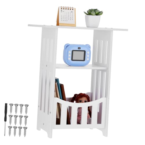 KOMBIUDA Moderner Nachttisch Beistelltisch Kompakt Vielseitig Weiß Schlafzimmer Wohnzimmer Praktische Ablage für Lampe Bücher und Fotos Kleiner Sofatisch Einfache Handhabung