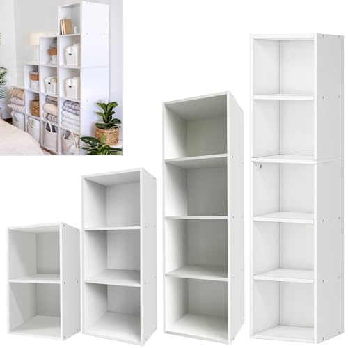 Generisch Schrank, 5-stöckiges Bücherregal aus Holz in Würfelform, Aufbewahrungsregal, Würfel-Aufbewahrungseinh eit für Büro, Wohnzimmer, 32 cm x 24 cm x 132 m