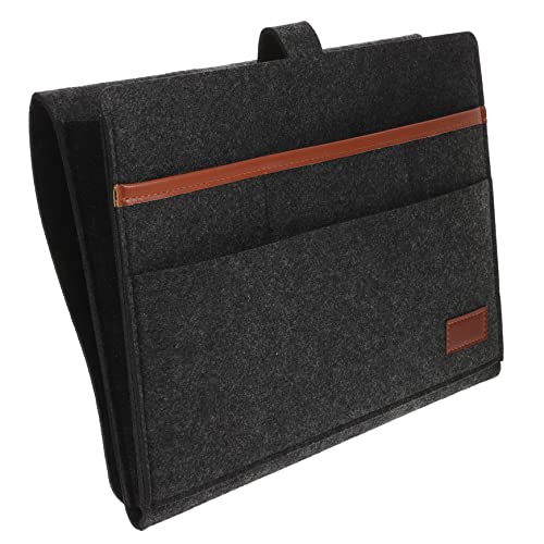 SOLUSTRE Große Filz Aufbewahrungstasche zum Einhängen Seitliche Betttasche mit Hoher Kapazität Stabiler Rahmen Modernes Design als Organizer für Nachttisch und Sofa Dunkelgrau Platzsparend