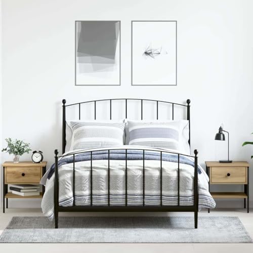 Generisch Nachttisch 2 pcs aus Schichtholz und Metall, mit Schublade und Regal, funktionaler Stauraum für Schlafzimmer und Wohnzimmer, Artisan-Eiche, 40 x 42 x 45 cm